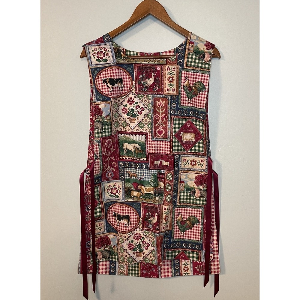 Handmade Reversible Cobbler Apron Farm Themed‎ Homestead Trad Wife